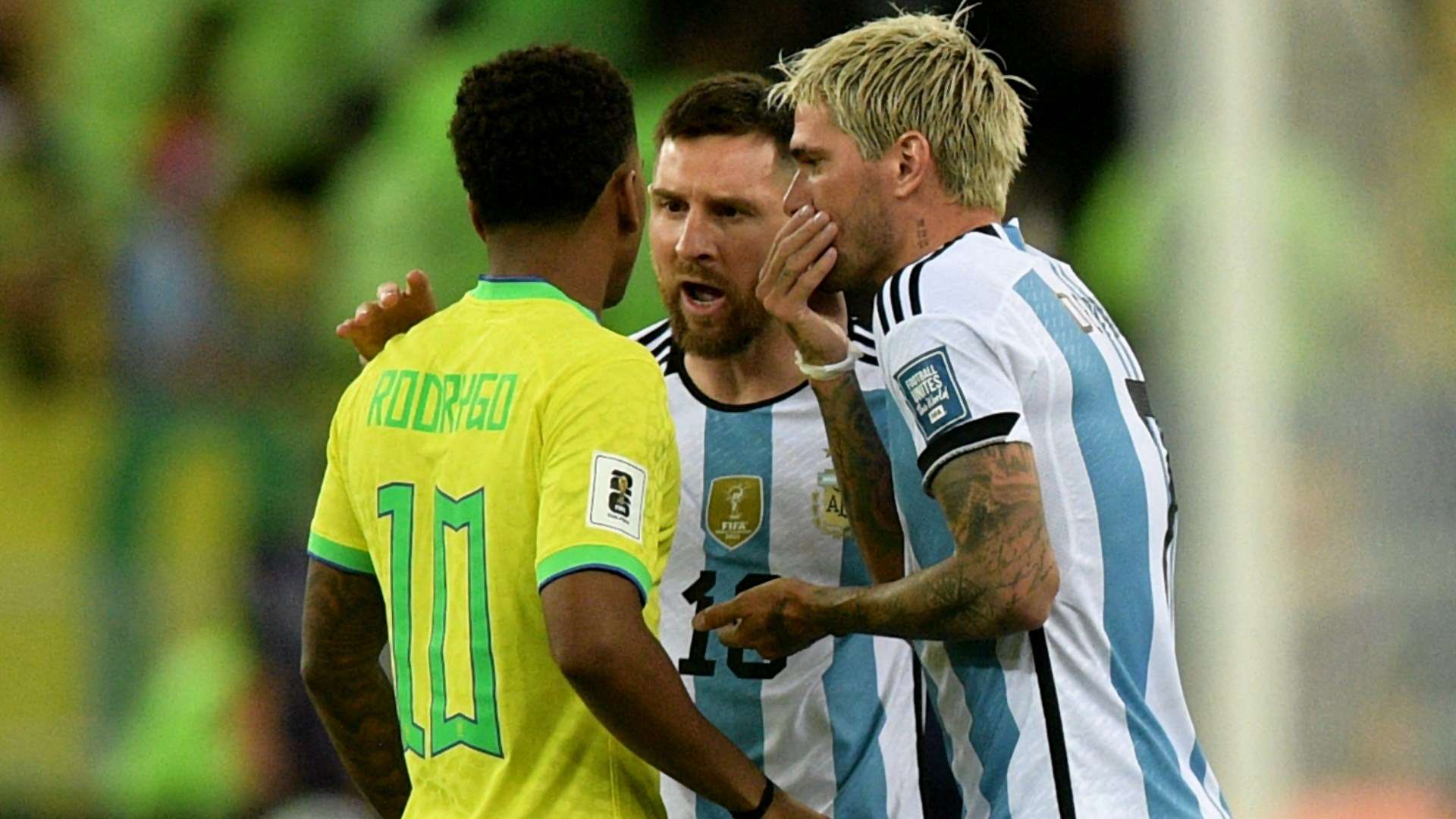 Lionel Messi Rodrigo De Paul Rodrygo altercation v2 2023