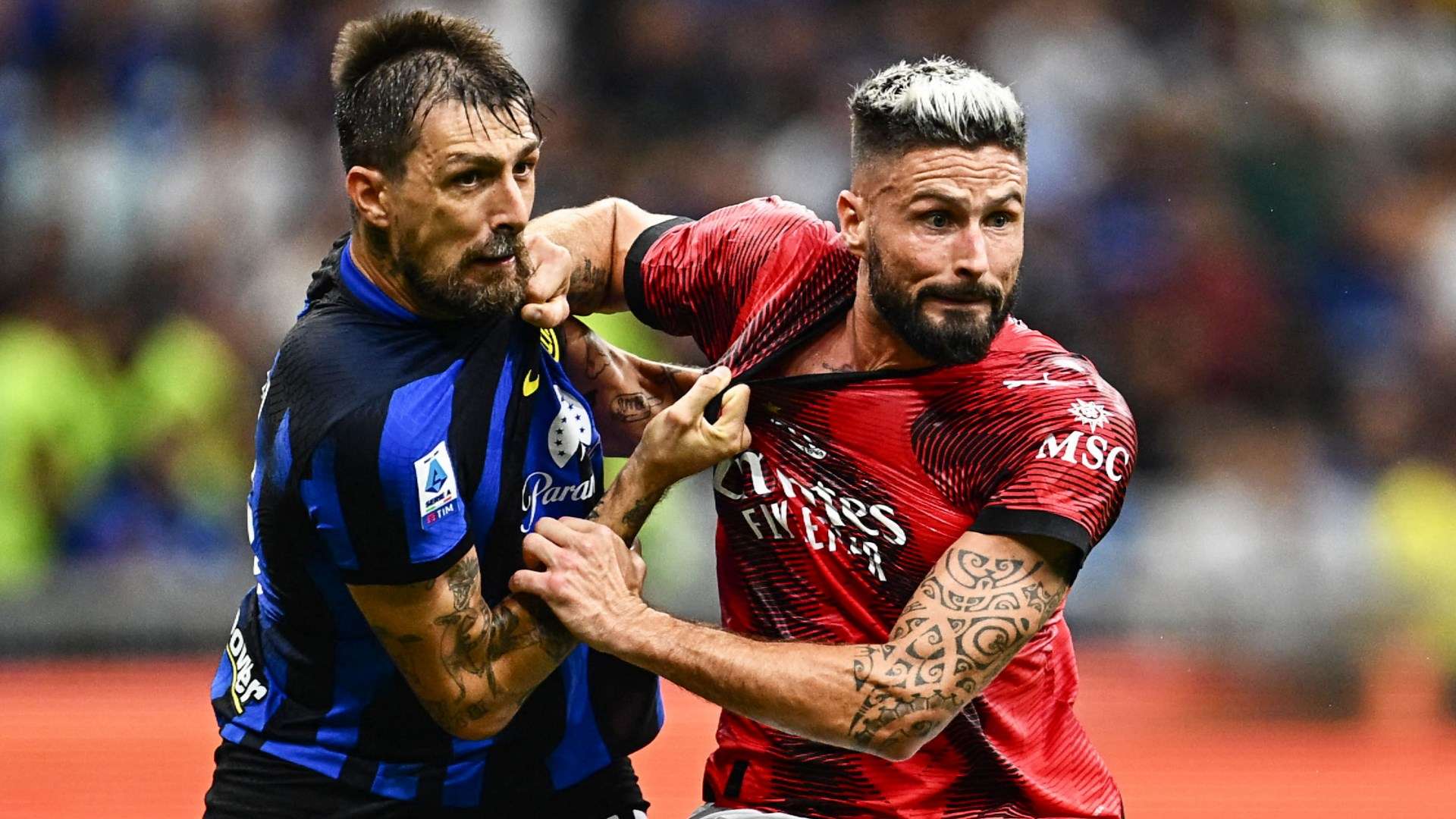 Francesco Acerbi Olivier Giroud Inter AC Milan 2023-24