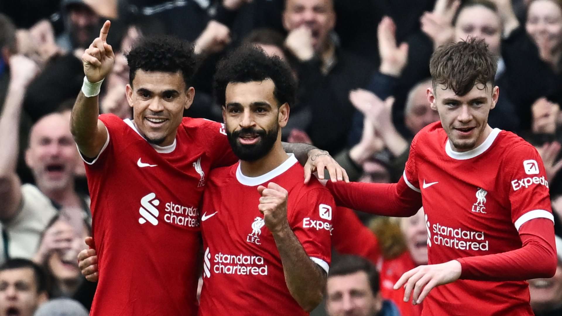 Luis Diaz Mohamed Salah Conor Bradley Liverpool 2023-24