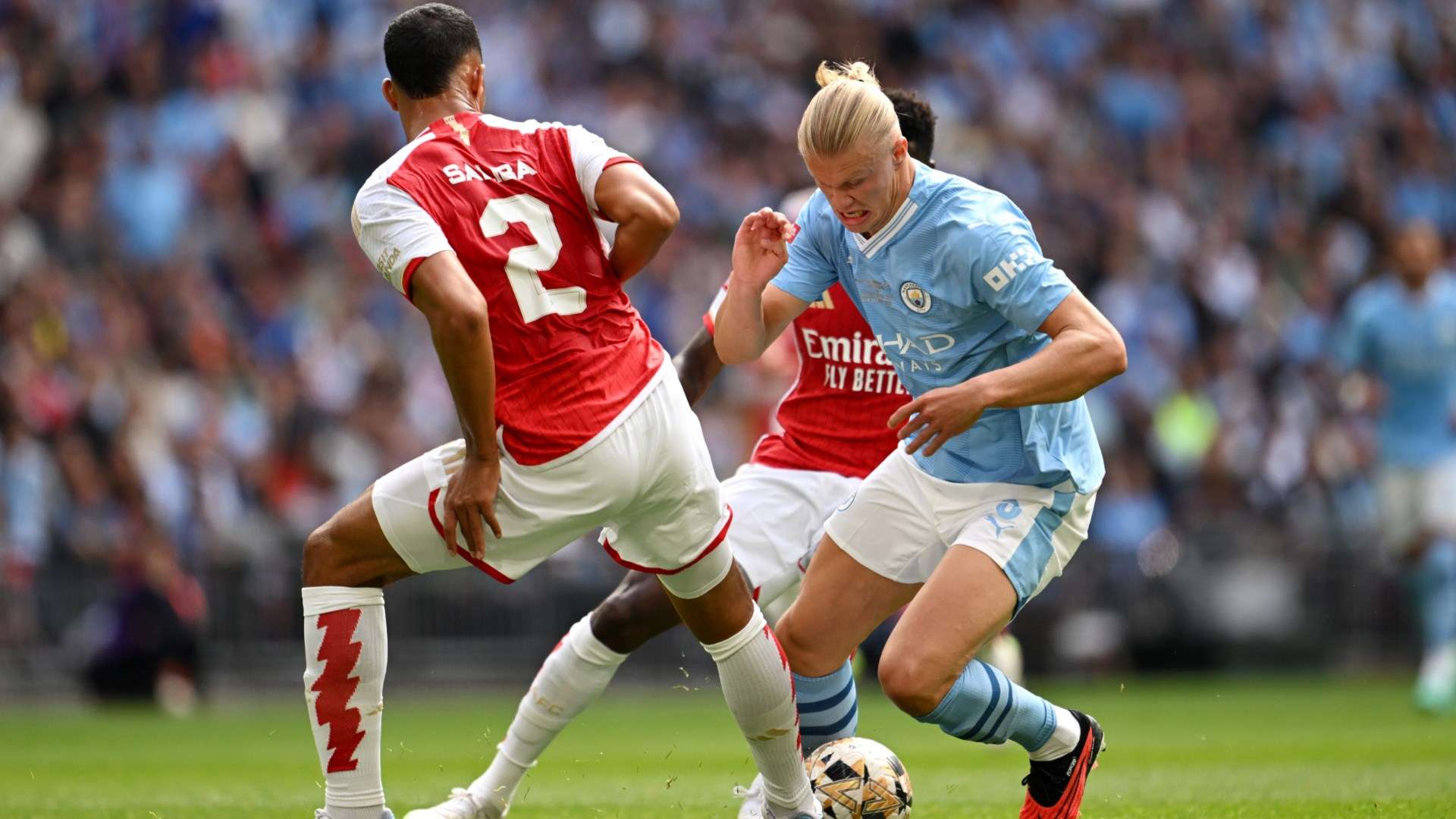 Haaland-Saliba-Man-City-Arsenal