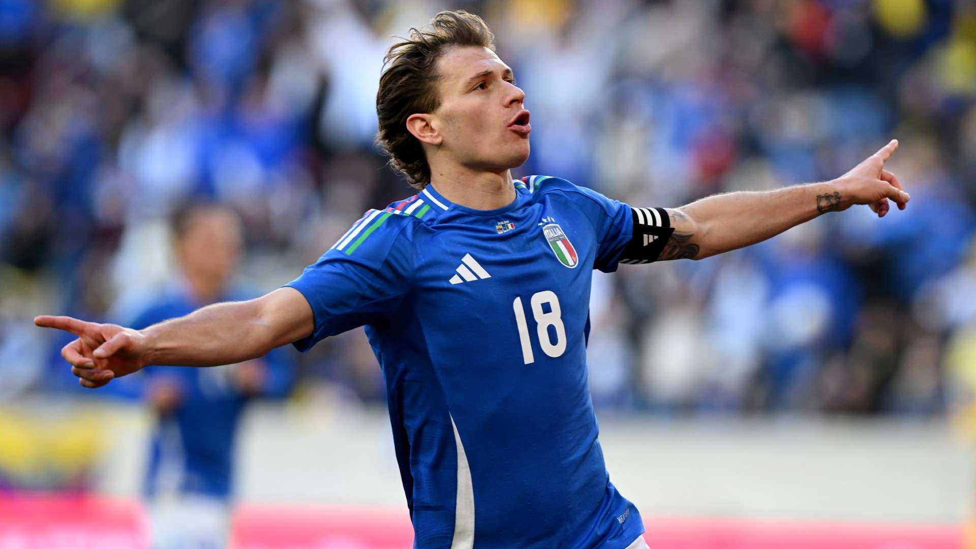 Nicolo Barella of Italy celebrates