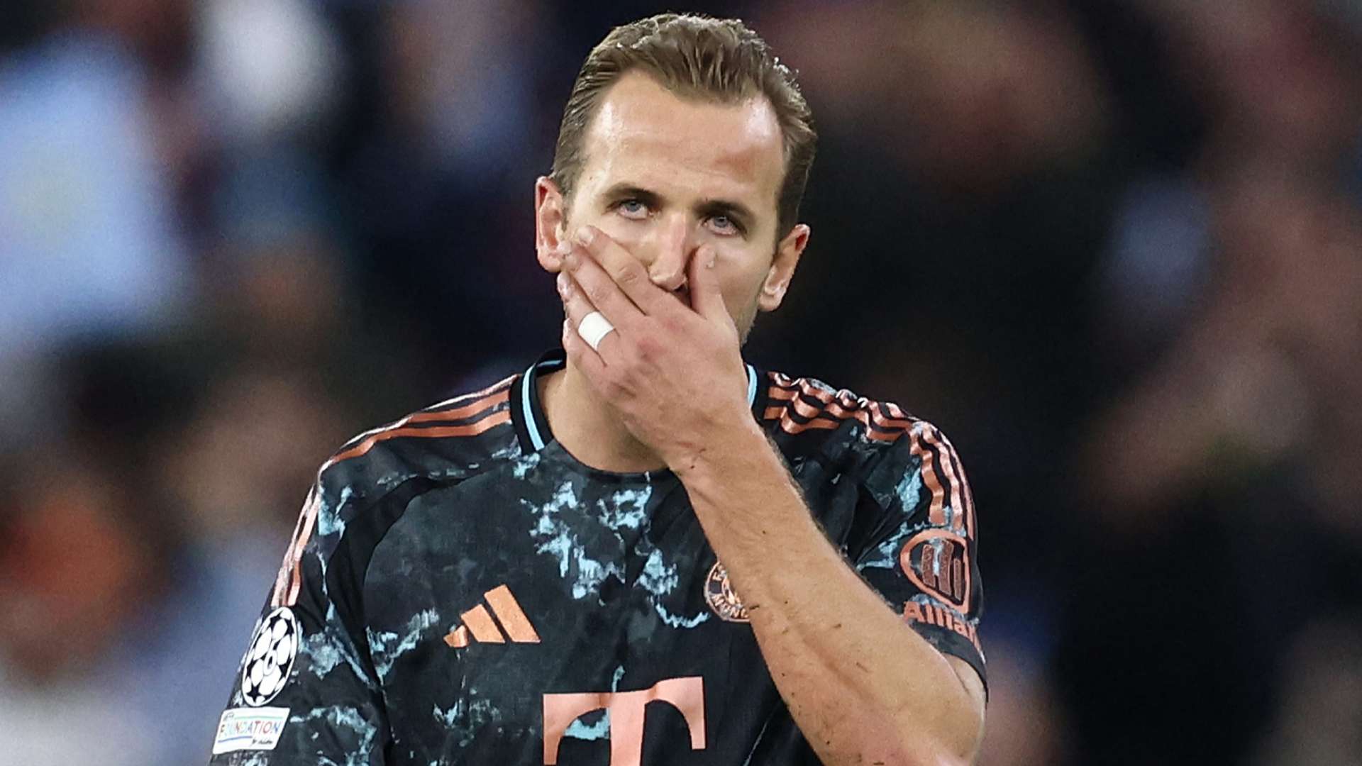 Harry Kane looks disappointed after Bayern Munich lose Champions League game at Aston Villa